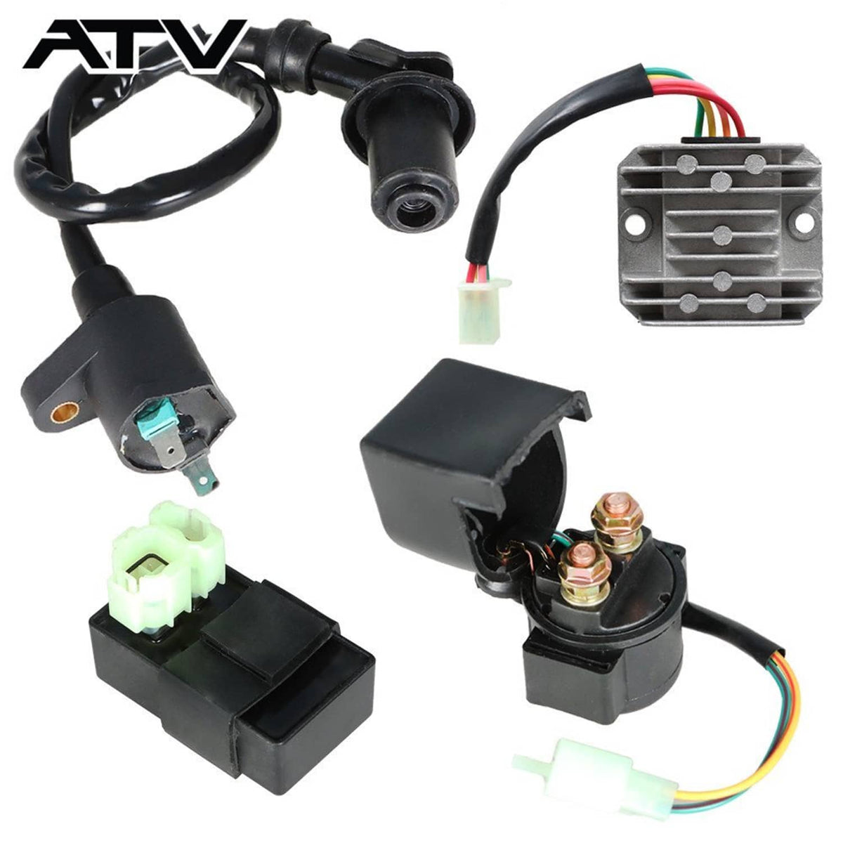 Solidspare Generic Electric set Ignition coil cdi relay regulator for 50-150cc GY6 Go Kart