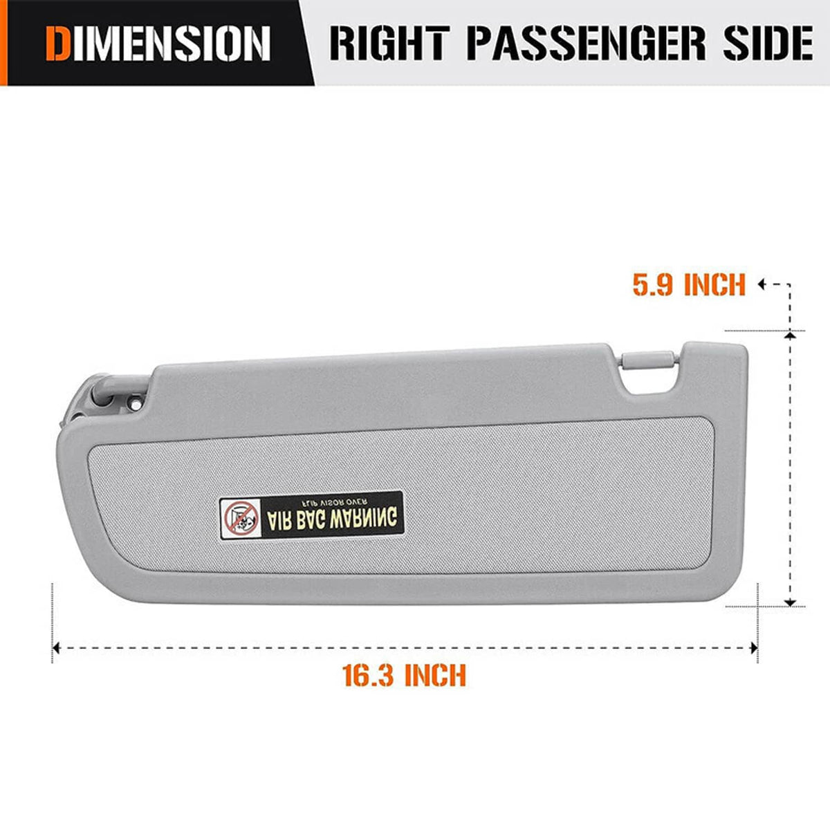 Solidspare Grey Passenger Side Right Sun Visor For 2006-2011 Honda Civic Sedan/Coupe