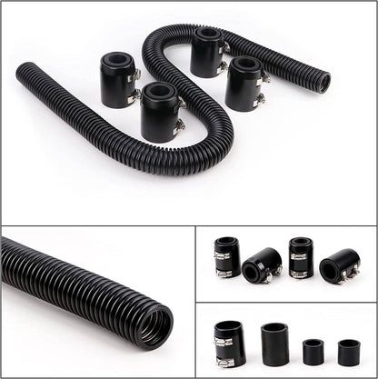 Solidspare Universal 36'' Stainless Steel Radiator Flexible Coolant Water Hose Kit w/4 Caps