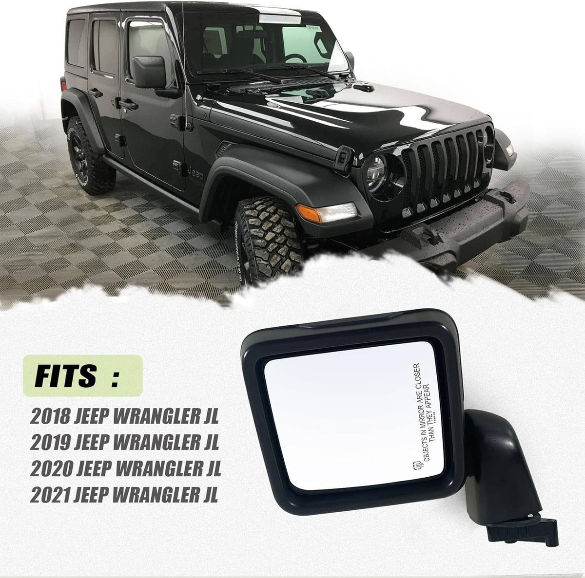 Solidspare Power Heated Rear View Mirror Passenger For Jeep Wrangler 18-24 &Gladiator 20-24