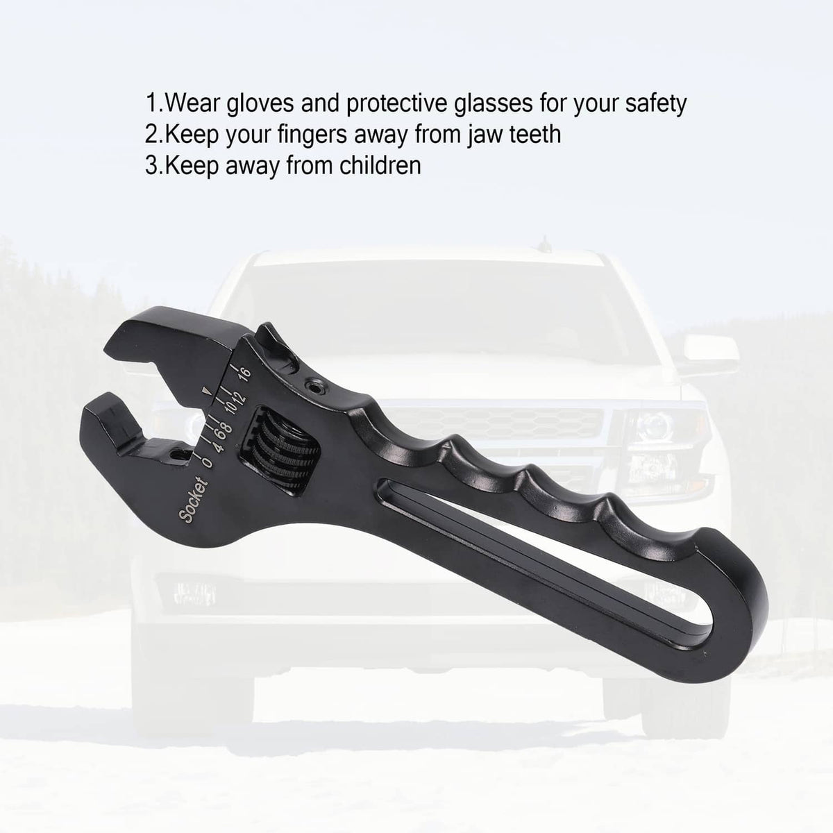 Solidspare Aluminum 3AN-16AN Adjustable Wrench Tool Spanner Black For Hose End Fitting