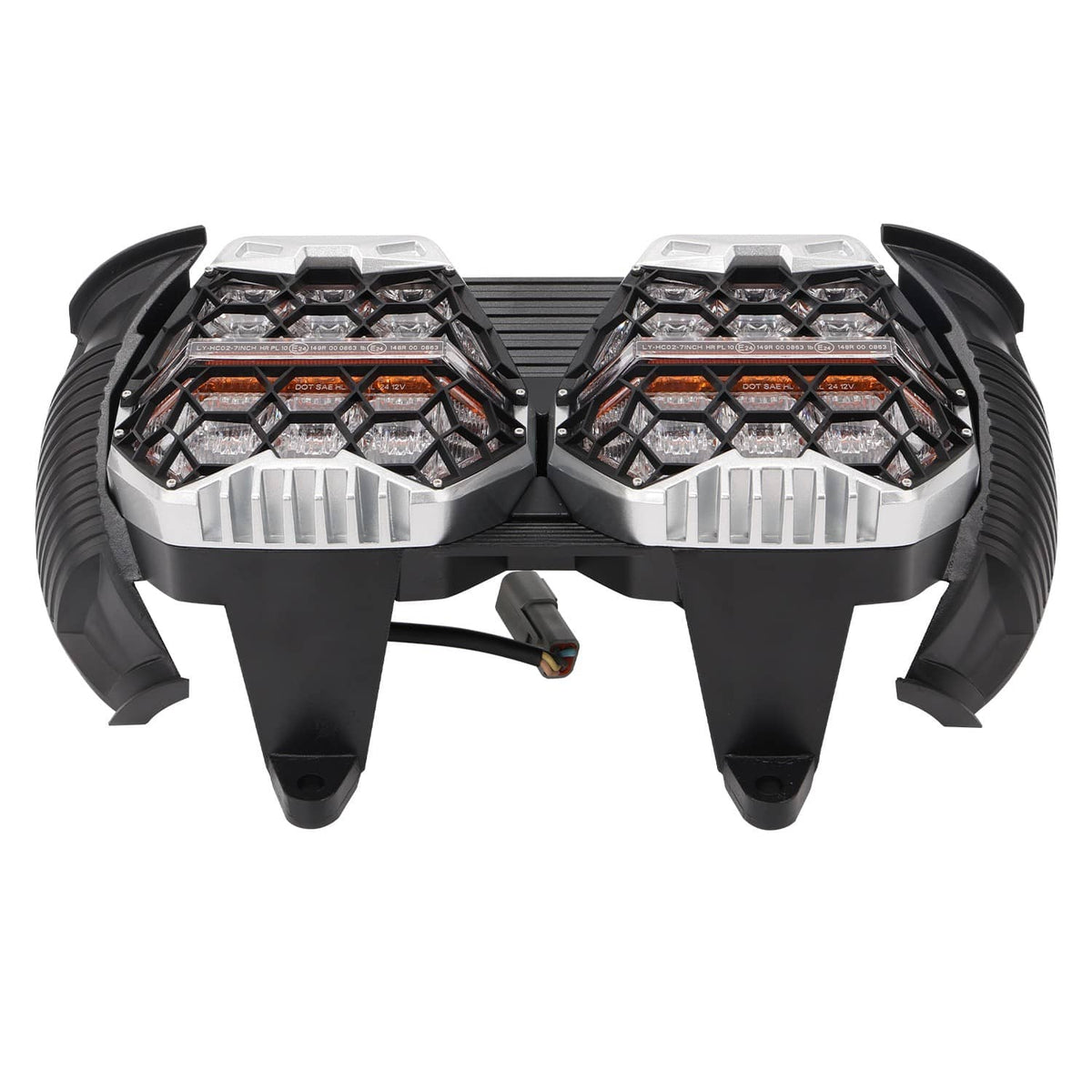 Solidspare 240W LED Double Headlight Hi-Lo Beam Waterproof For Harley Road Glide 2015-2024