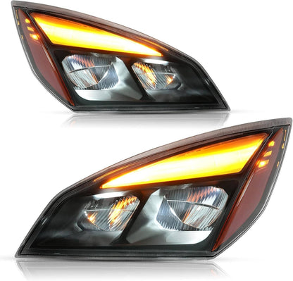 Solidspare Left & Right Full LED Headlights Headlamps For 2018-2022 Freightliner Cascadia