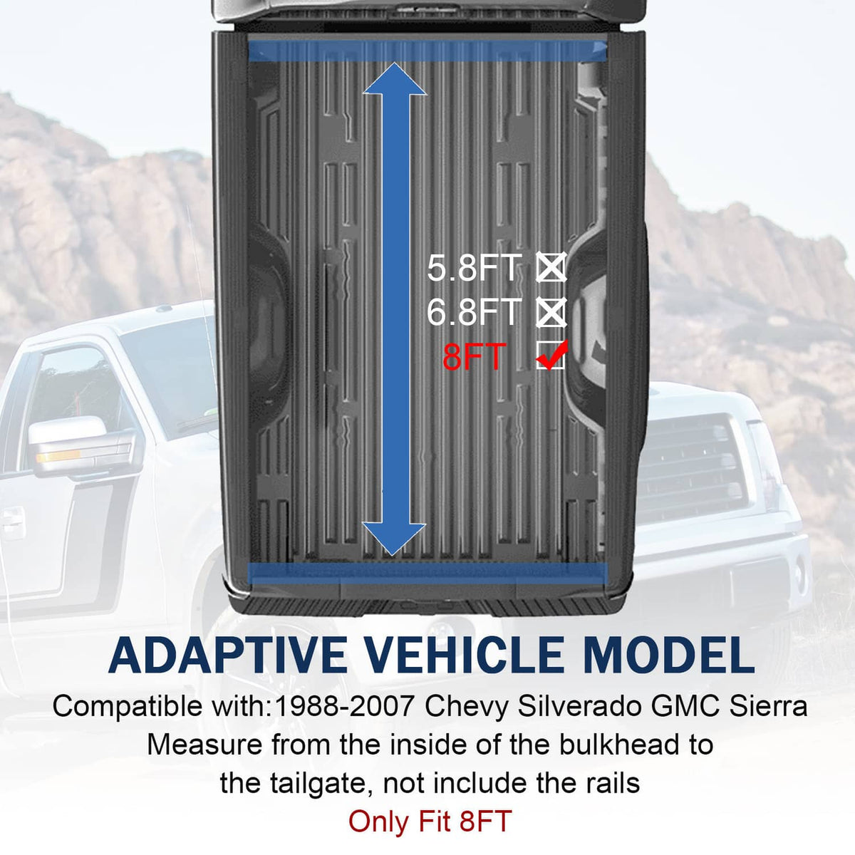 Solidspare 8FT Roll Up Truck Bed Tonneau Cover For 1988-2007 Chevy Silverado GMC Sierra