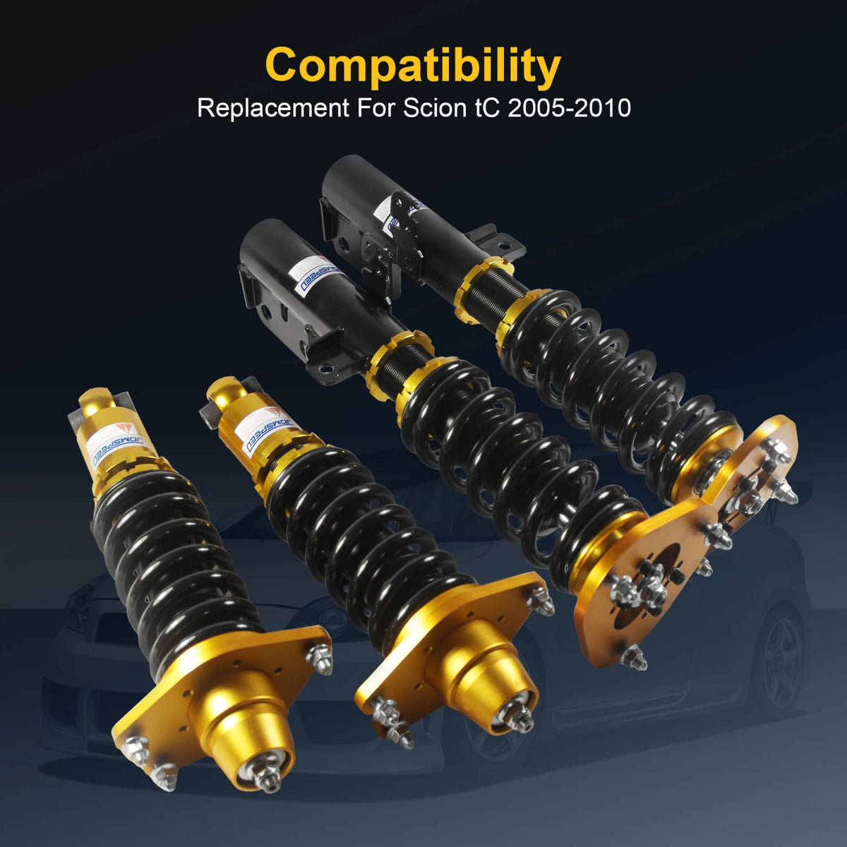 Solidspare Full Coilover Struts Coils Shocks Suspension Kit For 05-10 Scion tC Adj. Height