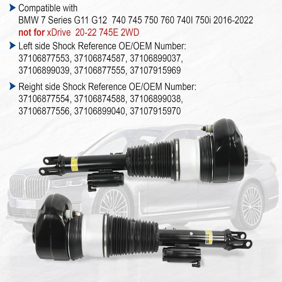 Solidspare 4Pcs Front Rear Air Suspension Struts For 16-20 BMW G11 G12 740i 750i 750Li RWD