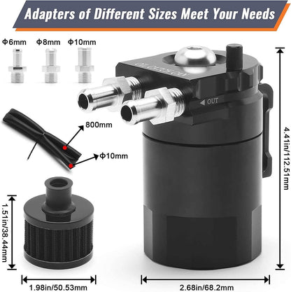 Solidspare Universal Oil Catch Can Kit Reservoir Baffled Tank with Breather Filter Aluminum