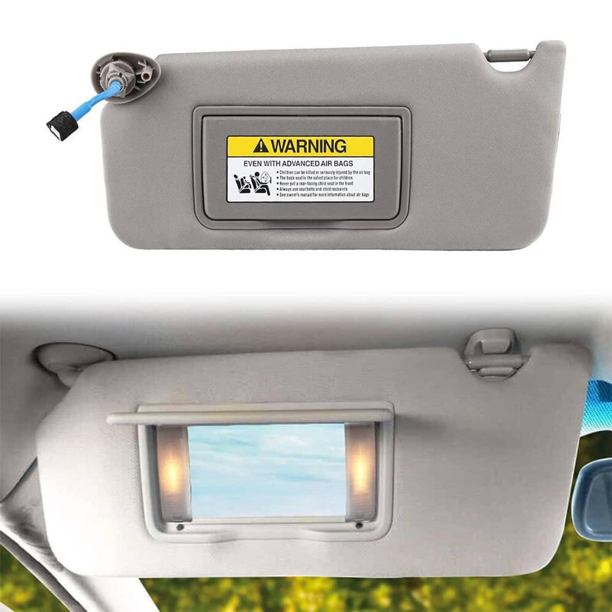 Solidspare 2x Gray Sun Visor w/ Light & Mirror Set For 2008-2017 Honda Accord 83280TA5A51ZA