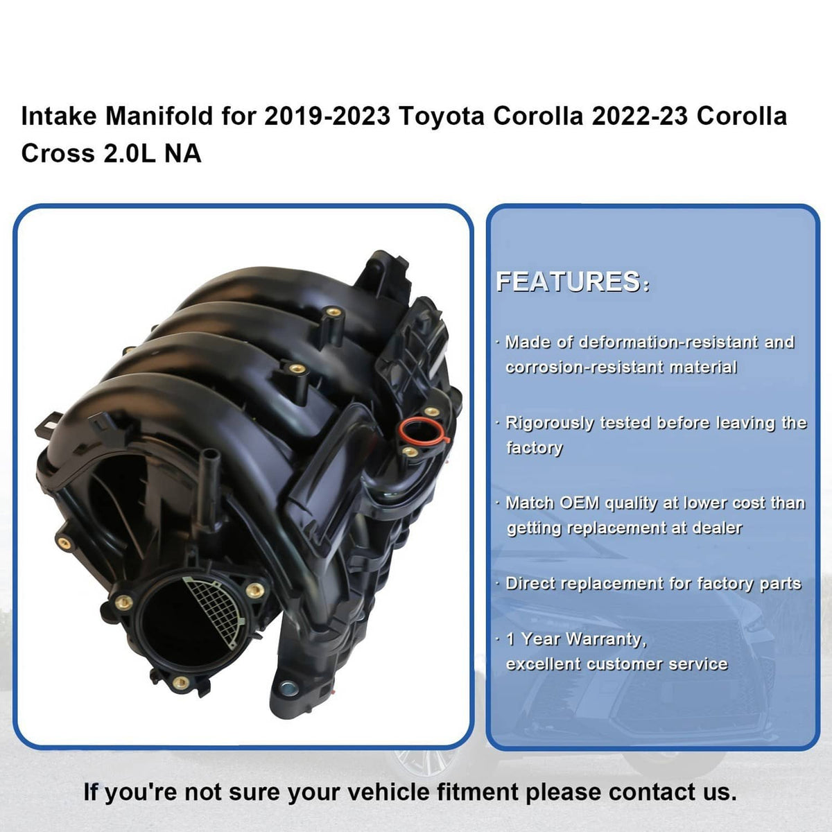 Solidspare Intake Manifold w/Gasket for 2019-2023 Toyota Corolla 2022-23 Corolla Cross 2.0L