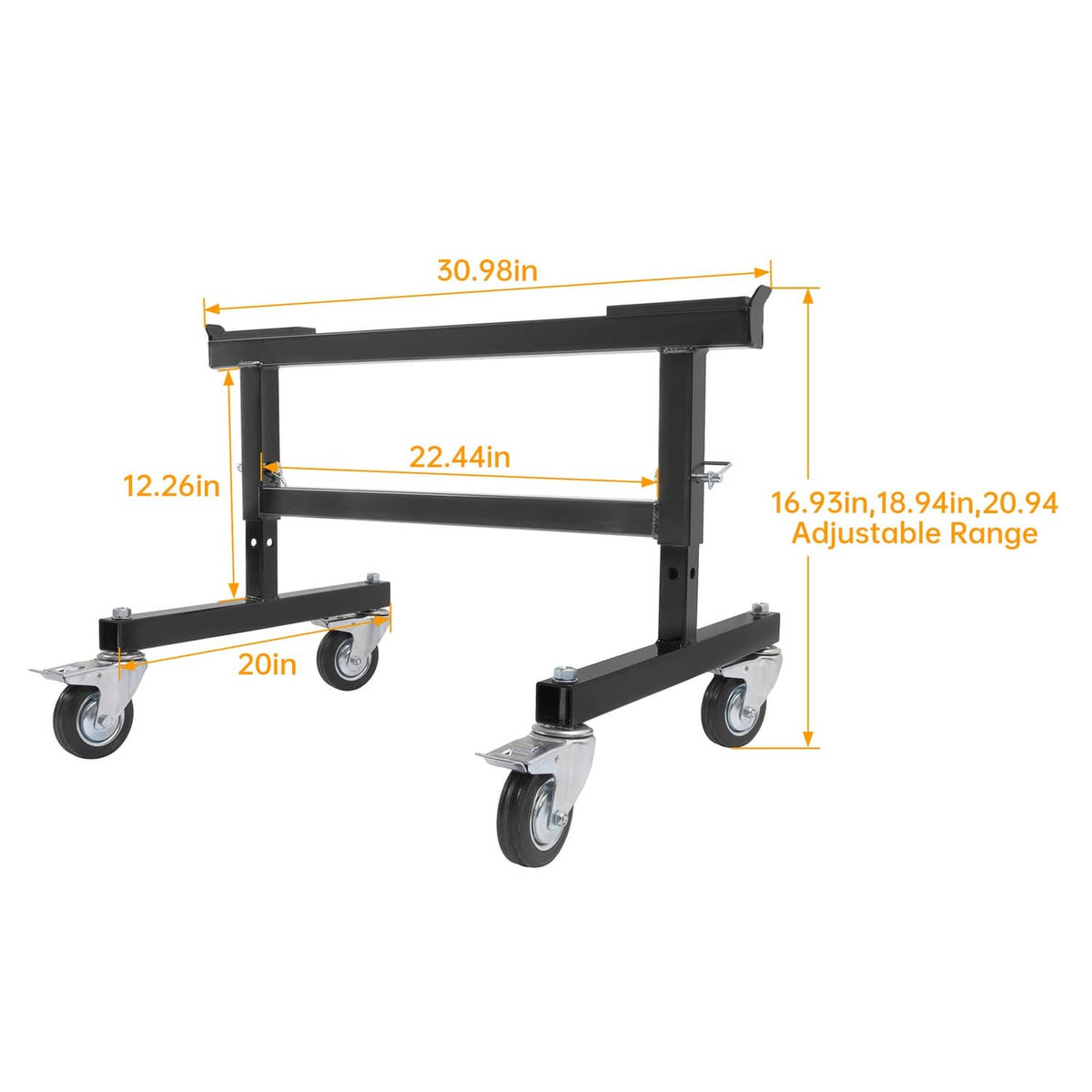Solid Spare 2PCS 16-20in Adjustable Chassis Stand Sprint Midget Car Locking Casters Black