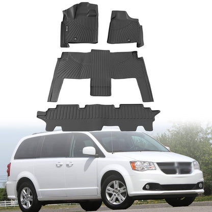Solidspare Front & Rear Floor Mats 3 Row Liners For 2008-2016 Chrysler Town and Country