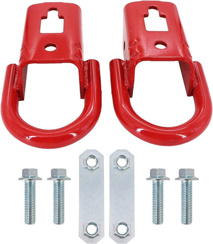 Solidspare 2Pcs Towing Hooks & Hardware Front For 2009-2019 Ford F-150 FL3Z17N808A Red