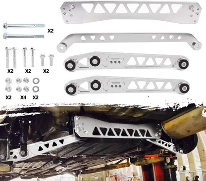 Solidspare Rear Lower Control Arms Subframe Brace Tie Bar for Honda Civic EK 96-00 Silver
