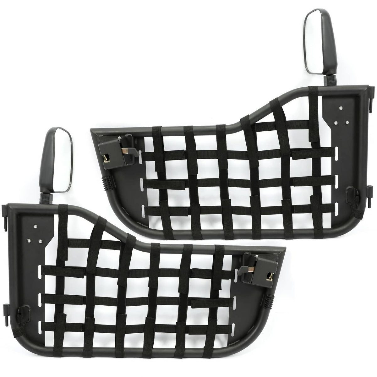 Solid Spare Black Tubular Trail Door With Side Mirror For 1976-1995 Jeep CJ7/YJ Wrangler 2DR