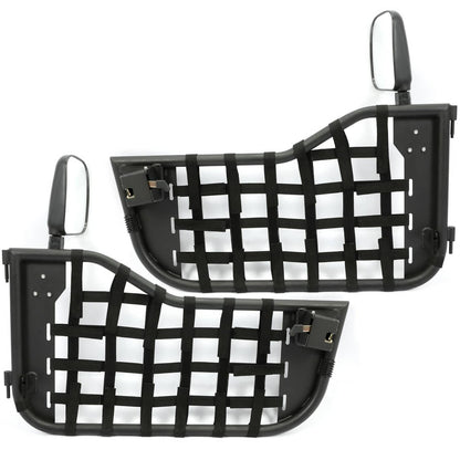 Solid Spare Black Tubular Trail Door With Side Mirror For 1976-1995 Jeep CJ7/YJ Wrangler 2DR