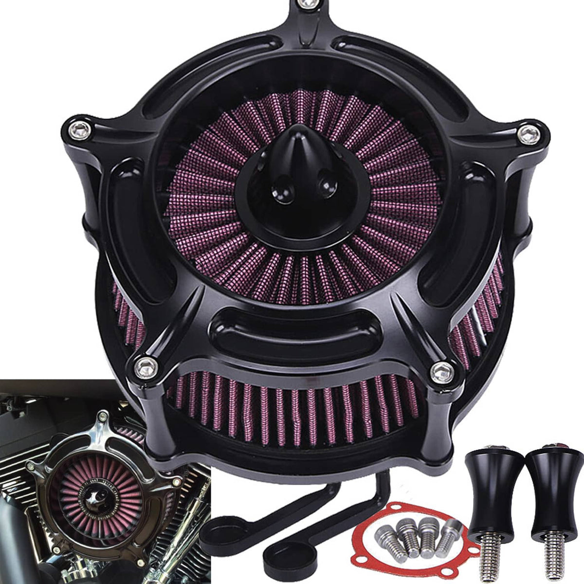 Solidspare Air Cleaner Intake Filter Kit For Harley Road Street Electra Glide Touring 97-07