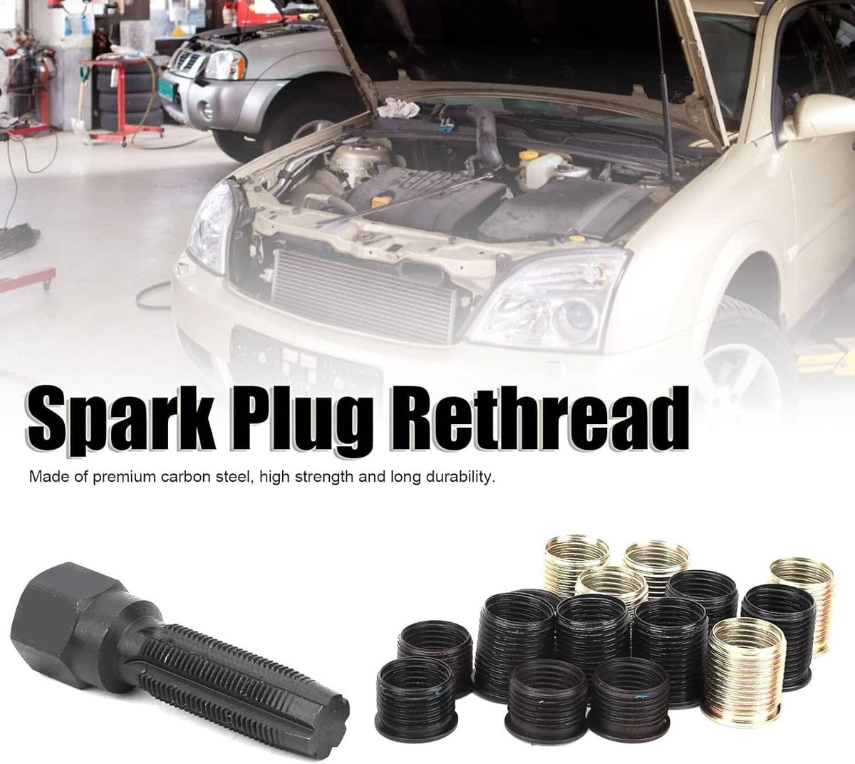 Solid Spare 16pc Spark Plug Thread Repair Rethreading Tool Kit M16 Threaded Coil Insert
