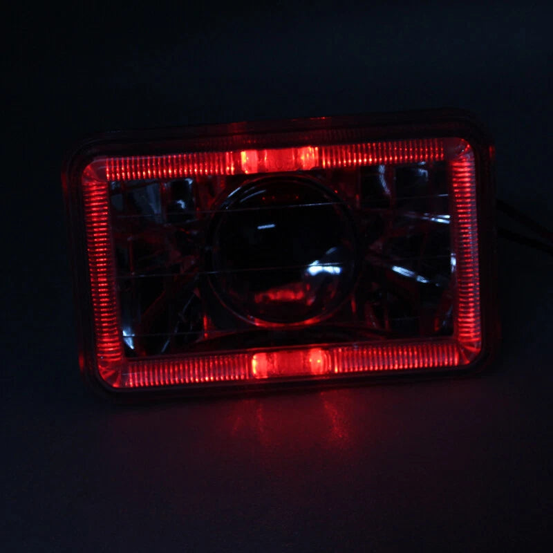 Pair FOR Chevrolet C10 1980 1981 1982 4x6" inch LED Red Clear Lens Headlights