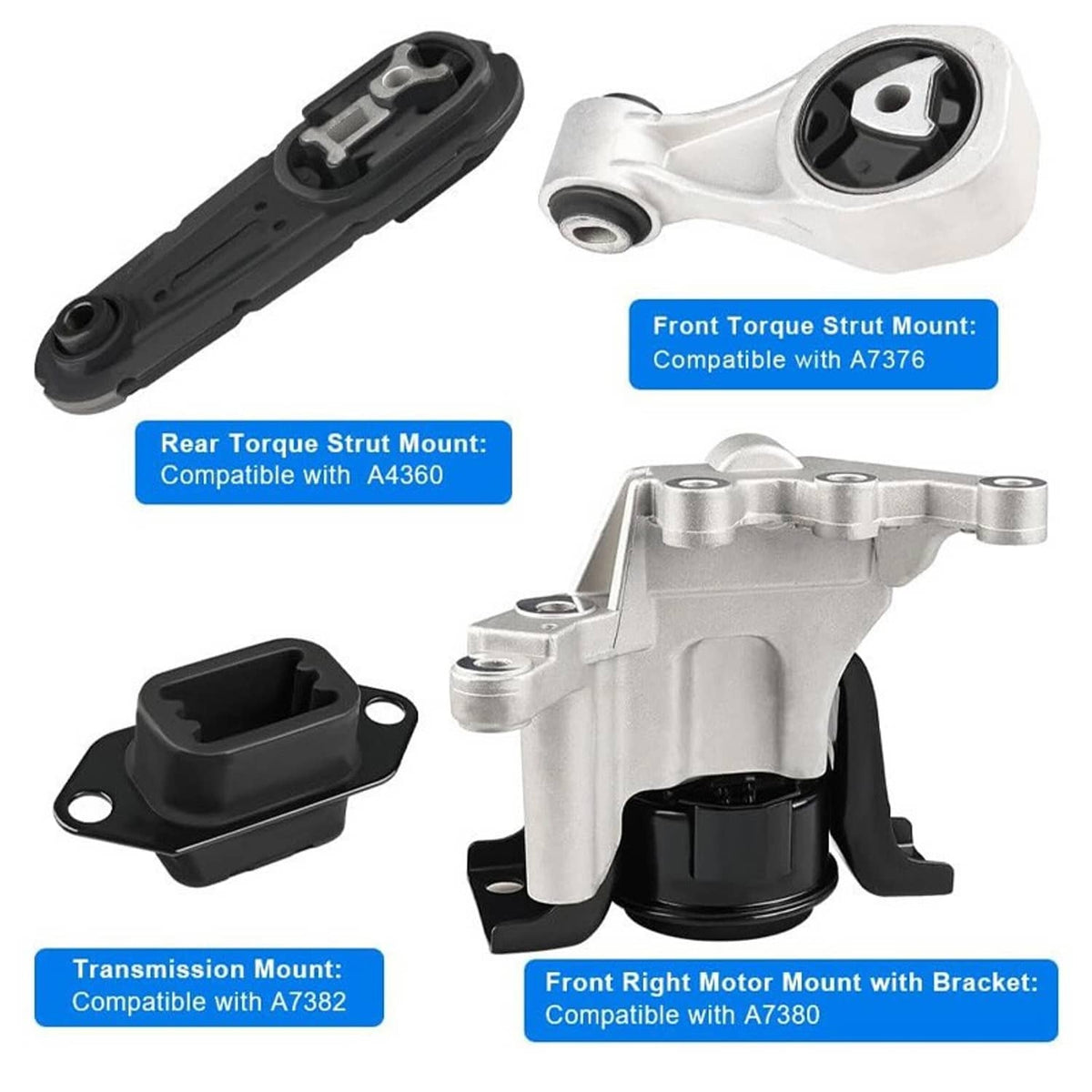 Solidspare 4Pcs Engine Motor w/ Trans Mount Set For 2013-2019 Nissan Sentra 1.8L Auto