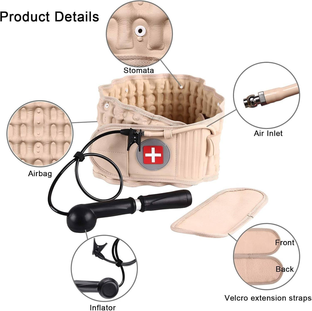 Solid Spare Decompression Back Brace Lumbar Belt Spinal Support & Extender Belt Air Traction