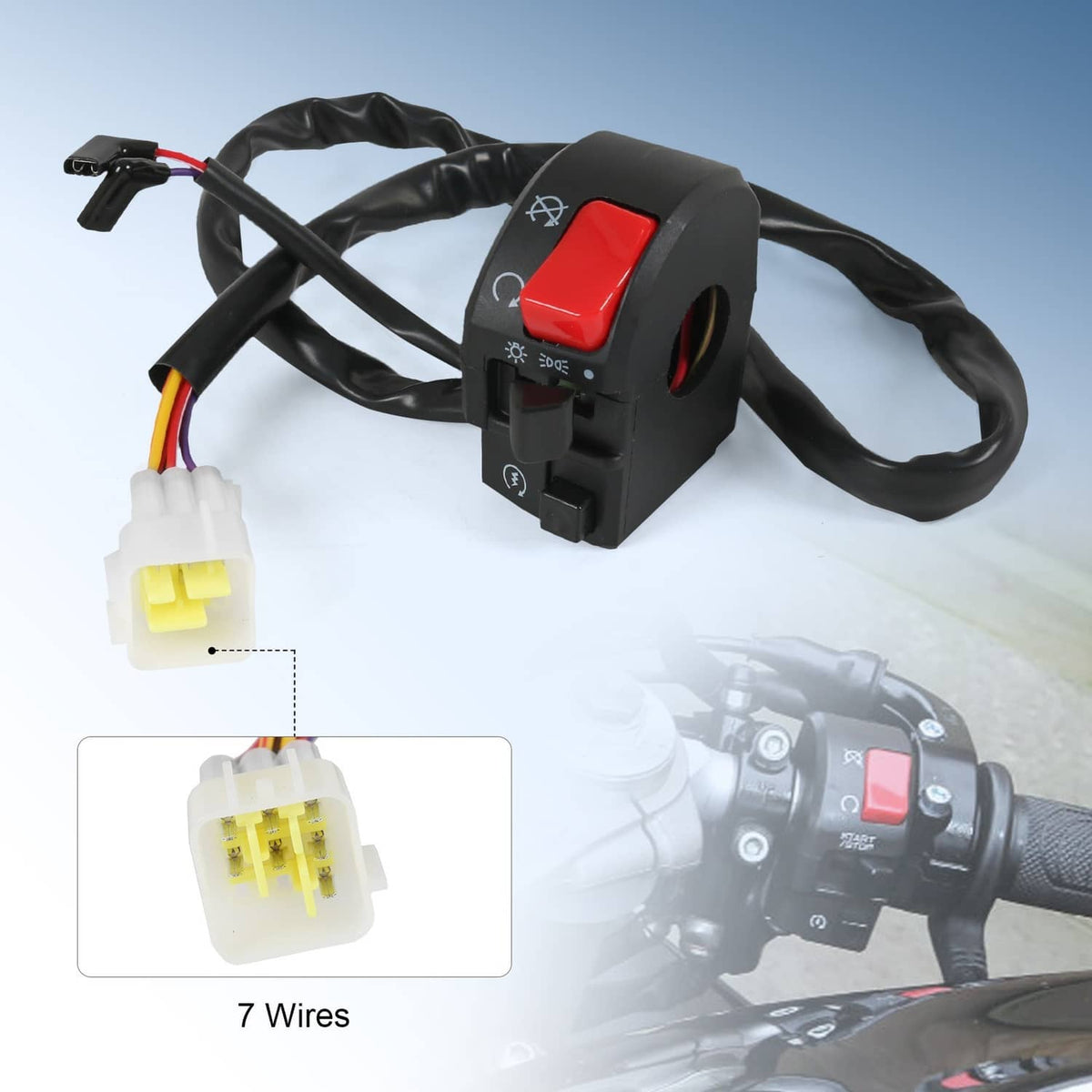 Solidspare 7/8" Motorcycle Handlebar Horn Button Turn Signal Fog Light Controller Switch