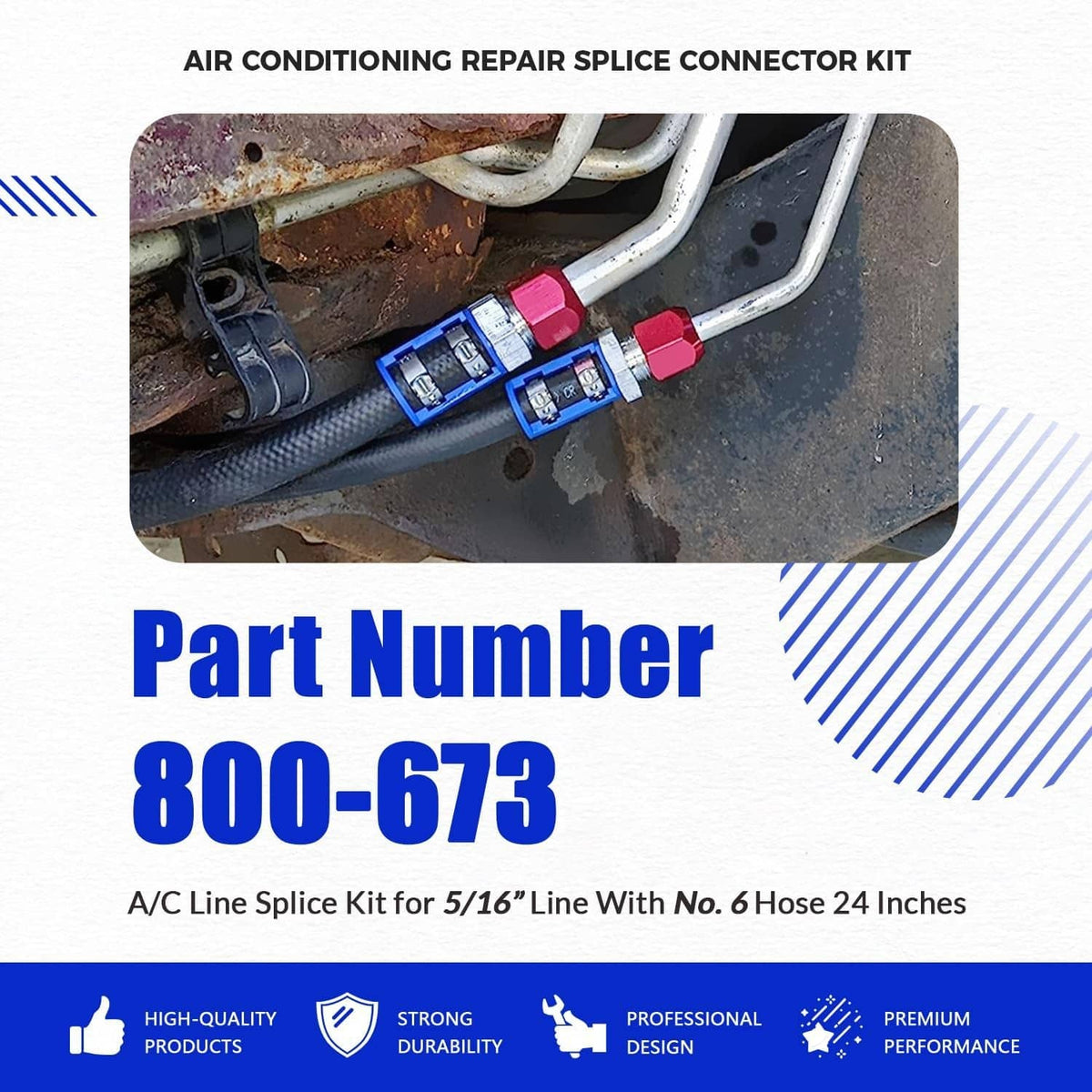 Solidspare 800-673 A/C Line Splice Kit for 5/16” Line With No.6 Hose, Line to Hose Repair