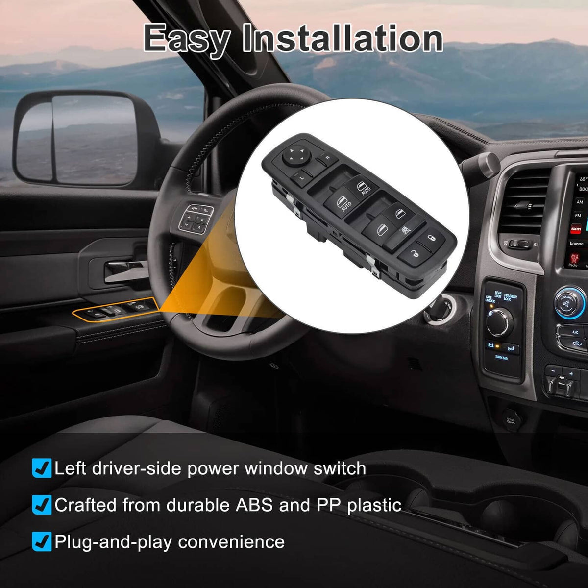 Solidspare Master Power Window Switch for 2009-2012 Dodge Ram 1500 2500 3500 Driver Side LH