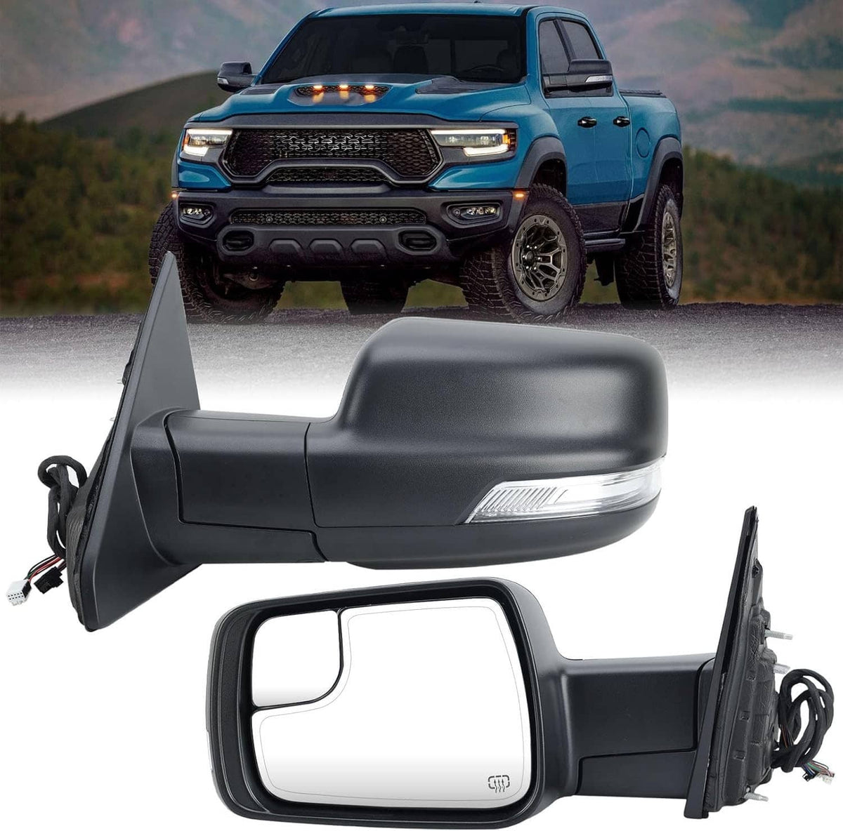 Solidspare For 2019-2024 Ram 1500 Mirror Heated Power Folding Driver Left Side 68462769AB