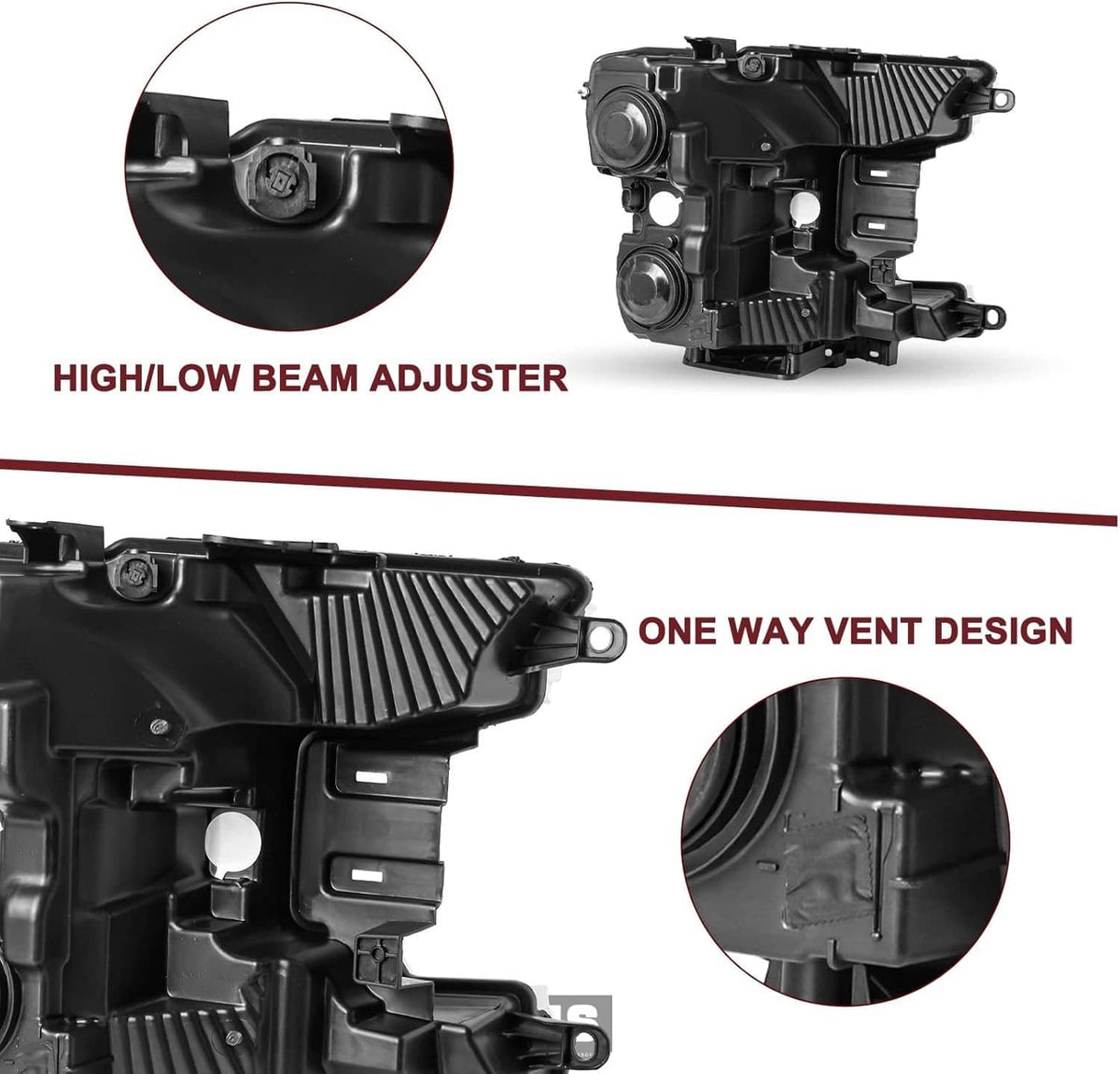 Solidspare Pair Headlights For 2018-2020 Ford F150 Halogen Headlamps Black Clear Right+Left