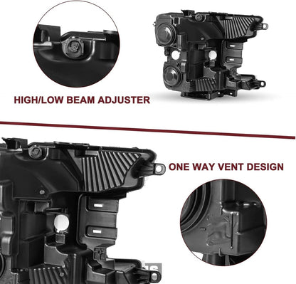 Solidspare Pair Headlights For 2018-2020 Ford F150 Halogen Headlamps Black Clear Right+Left