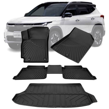 Solidspare 3D Molded TPE Rubber Floor Mats Cargo Liner For Kia Seltos 2021-2025 Full Set