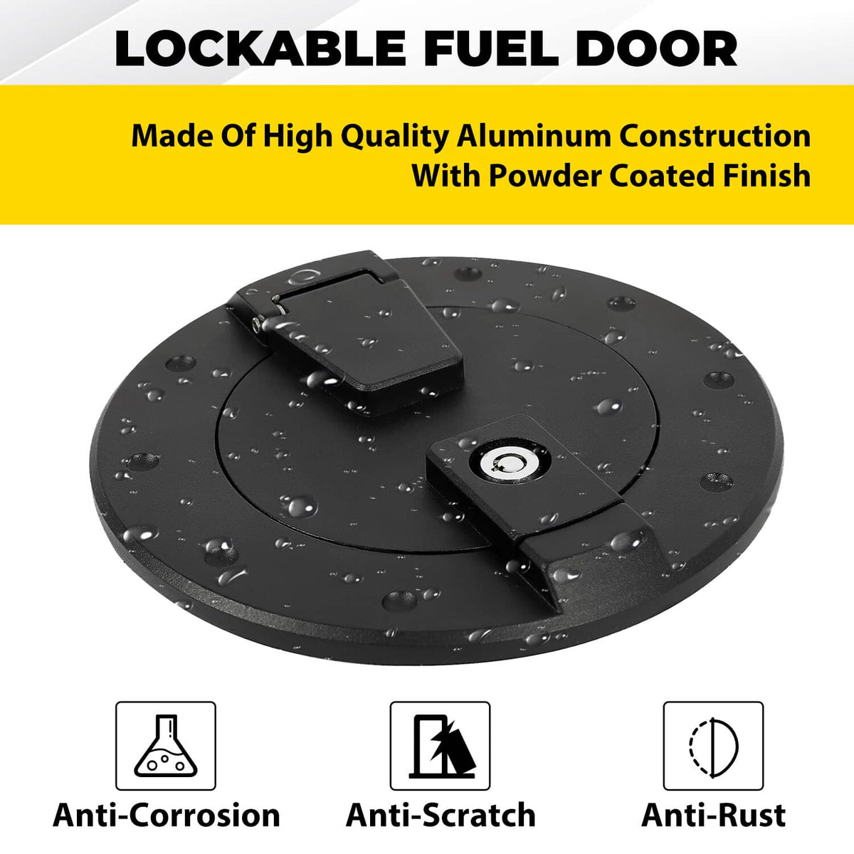 Solid Spare For Hummer H2 2003-2009 Locking Fuel Door Gas Tank Cap Cover ALUMINUM Black New