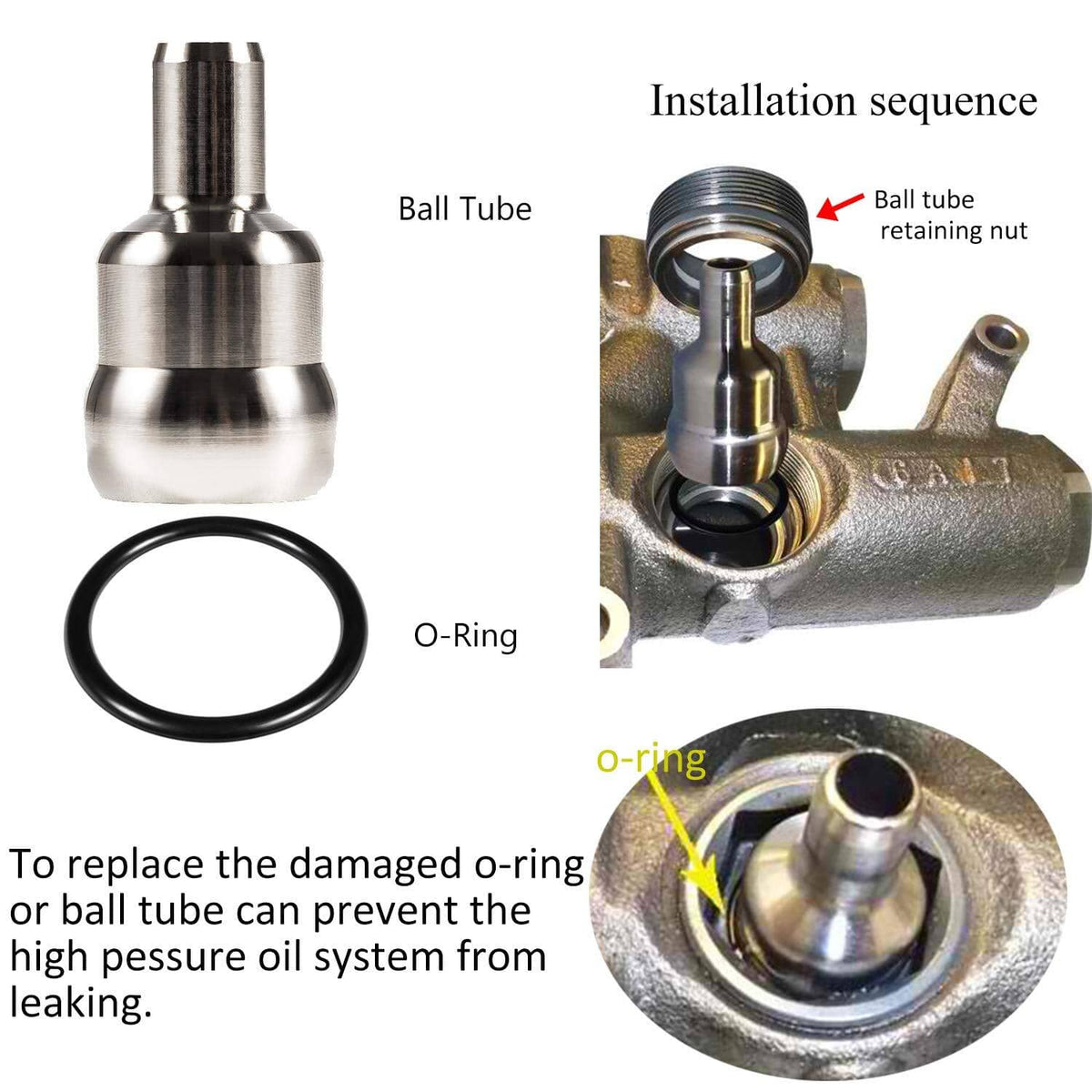 Solid Spare Oil Rail Ball Tube O-Rings Repair Kit Injector Seal Kit for Ford 6.0L 2003-2007