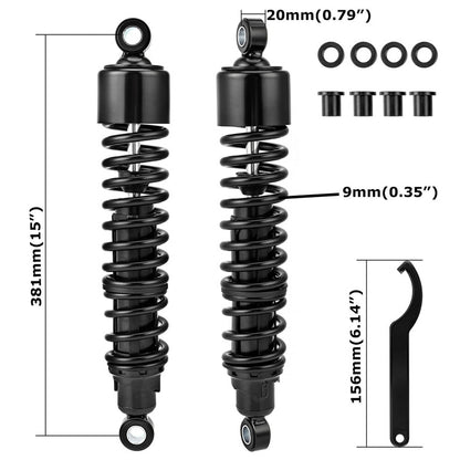 Solidspare 2Pcs Heavy Duty 15" Rear Shocks Absorber For Harley Road Street Electra Glide