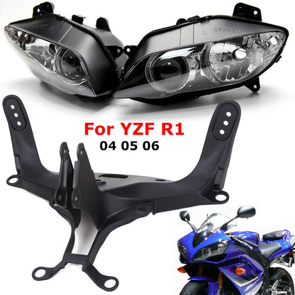 Solidspare YZFR1 Front Headlight W/ Upper Fairing Stay Bracket For Yamaha YZF R1 2004-2006
