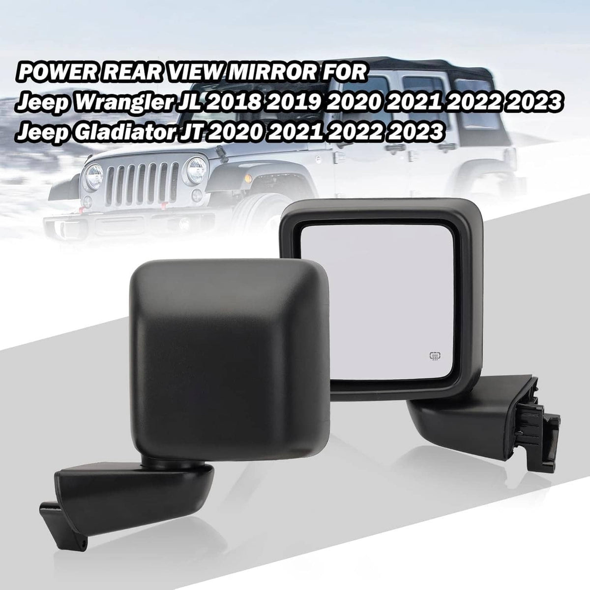 Solidspare Pair Left & Right Power Heated Mirror for 2018-2024 Jeep Gladiator Wrangler JL