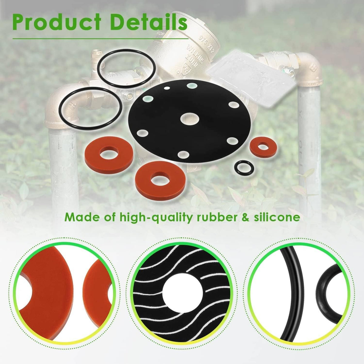 Solidspare 3/4"-1" Rubber Repair Kit Fits for Wilkins Model 975XL 975XL2 (8Pcs) RK34-975XLR