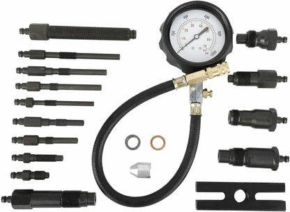 Solidspare 16 Pcs Diesel Engine Compression Gauge Tester Cylinder Pressure Test Tool Kit