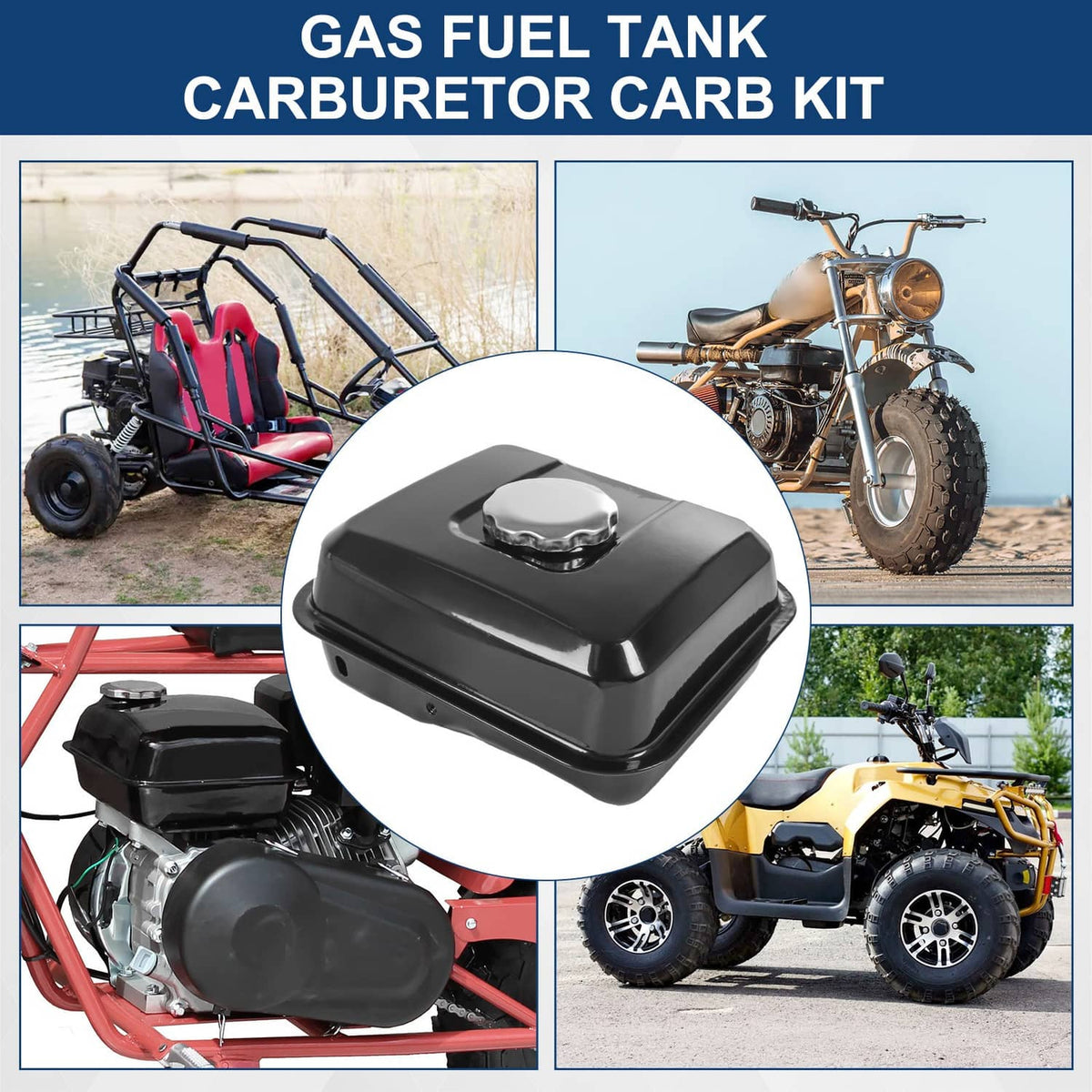 Solidspare Gas Fuel Tank Carburetor Kit For Predator 212cc 196cc Honda GX160 GX200