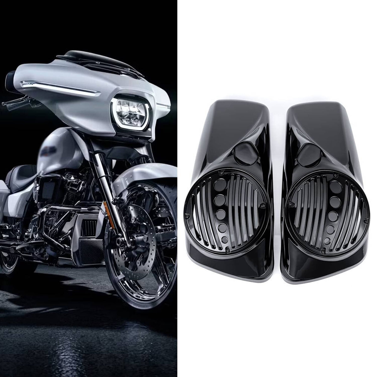 Solidspare For Harley Touring Models 2014-2025 Black 8" Speaker Lids with Tweeter Port US