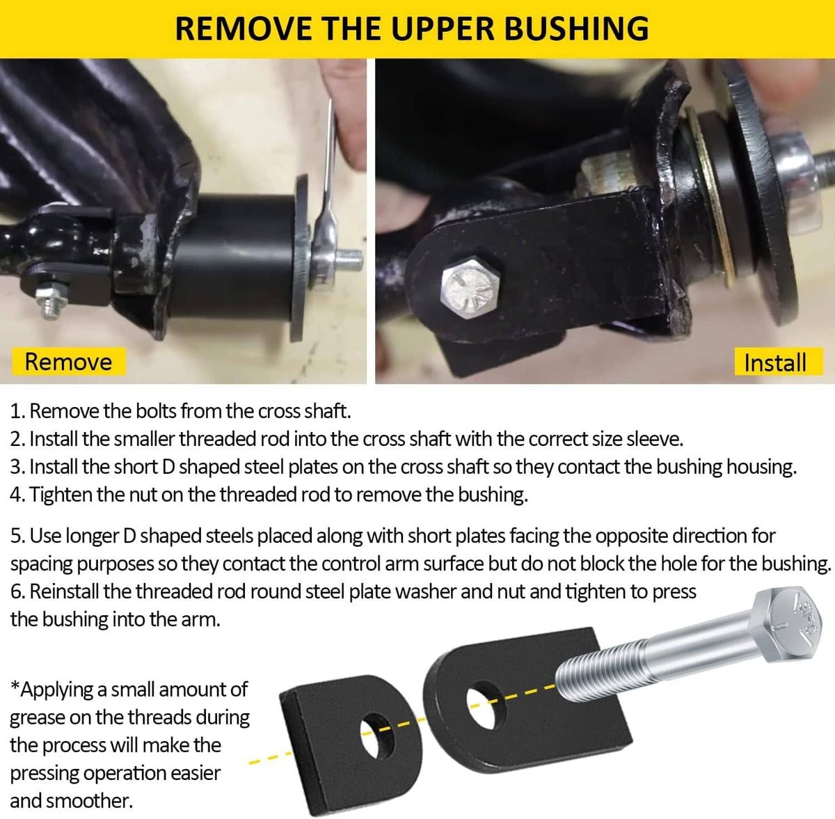 Solid Spare Upper Lower Control Arm Bushing Removal Install Tool 85000009 for GM A/F/G-Body