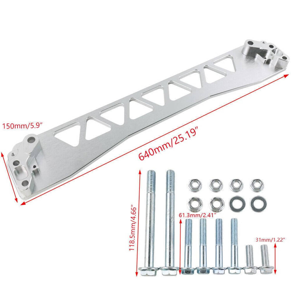 Solidspare For 1996-2000 Honda Civic Car Rear Lower Control Arm & Subframe Brace Tie Bar EK