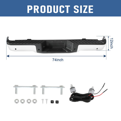 Solidspare Chrome Rear Step Bumper Assembly With Sensor Holes For Ford F-150 F150 2009-2014