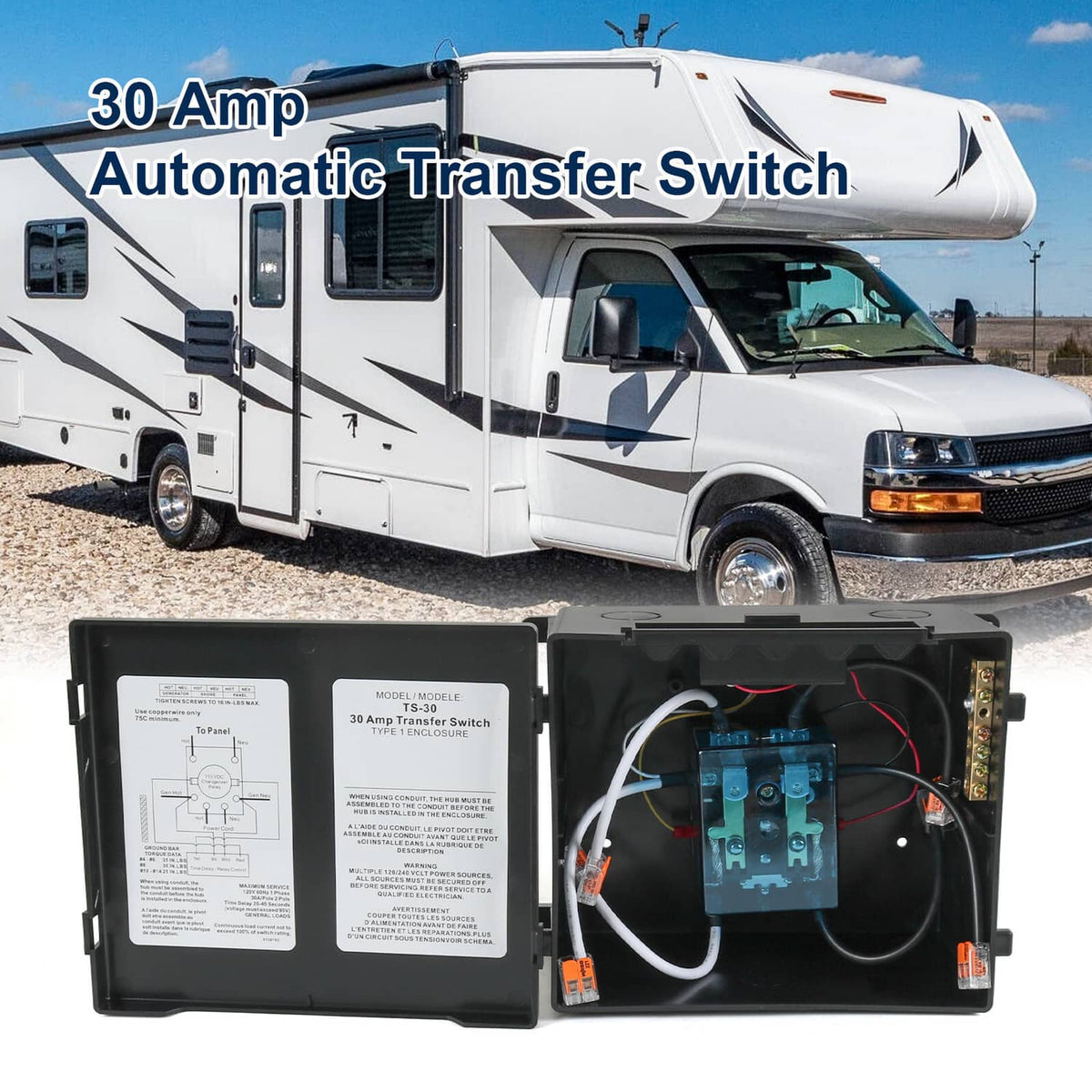 Solidspare For Inverter, shore power or generators TS-30 30 Amp Automatic Transfer Switch