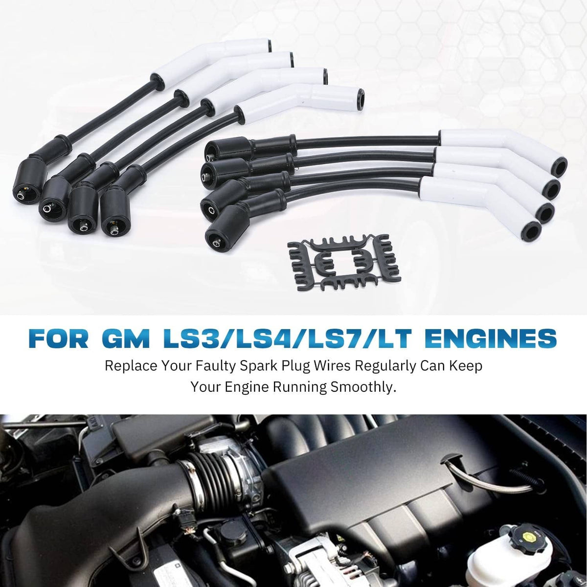 Solidspare Spark Plug Wire Set 9070C Extreme 9000 Ceramic Boot for GM LS3/LS4/LS7/LT N0I8