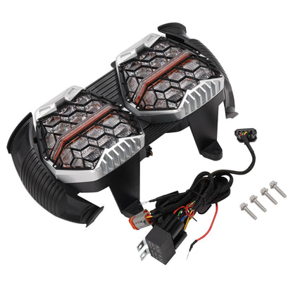 Solidspare 240W Dual LED Headlight w/ High Low Beam Amber DRL For  Harley Road Glide 2015+