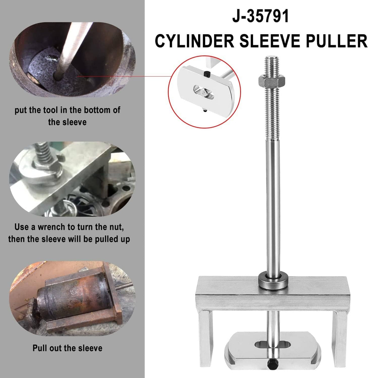Solidspare J-35791 Cylinder Liner Puller Sleeve Remover Tool for Detroit Diesel DD60 DD50