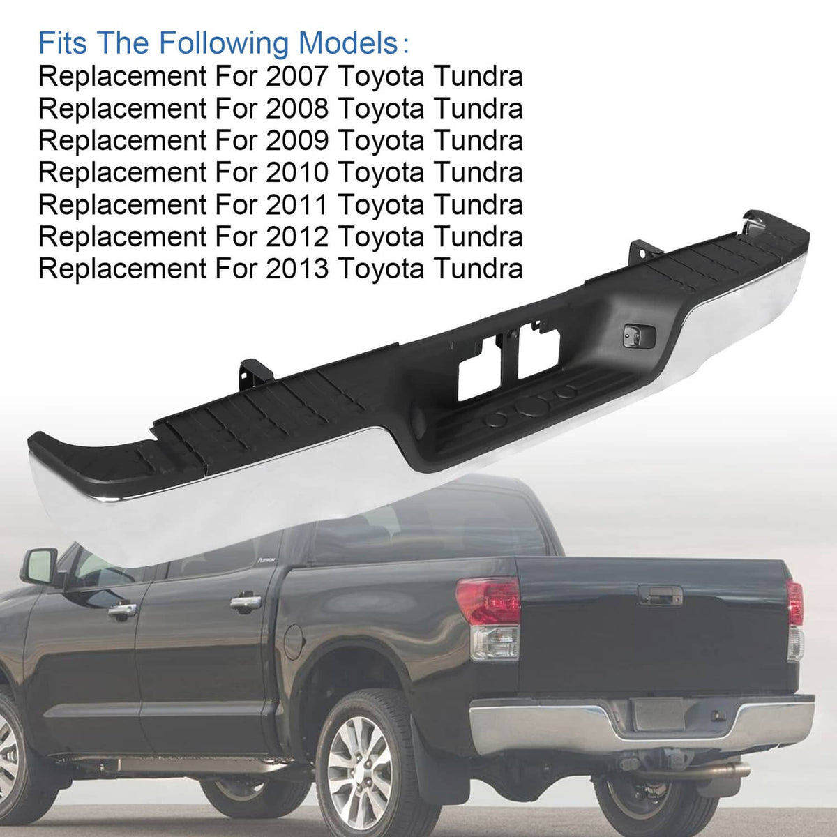 Solidspare TO1103117 Chrome Rear Step Bumper Assembly W/o Hole For 2007-2013 Toyota Tundra