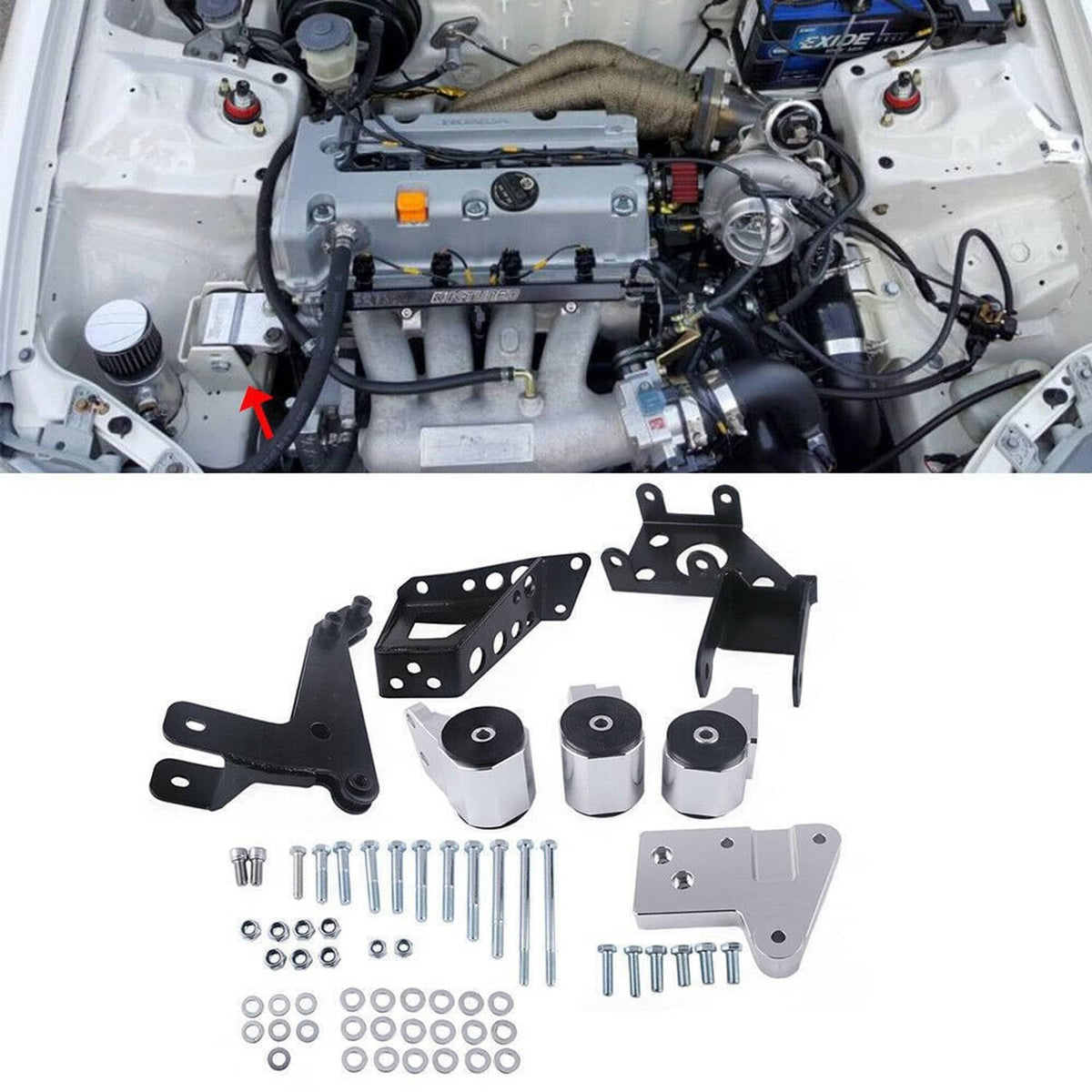 Solidspare Engine Mount Bracket for Honda Civic 92-95 EG K-Swap K20 K24 K-Series DC2 EG6 DC