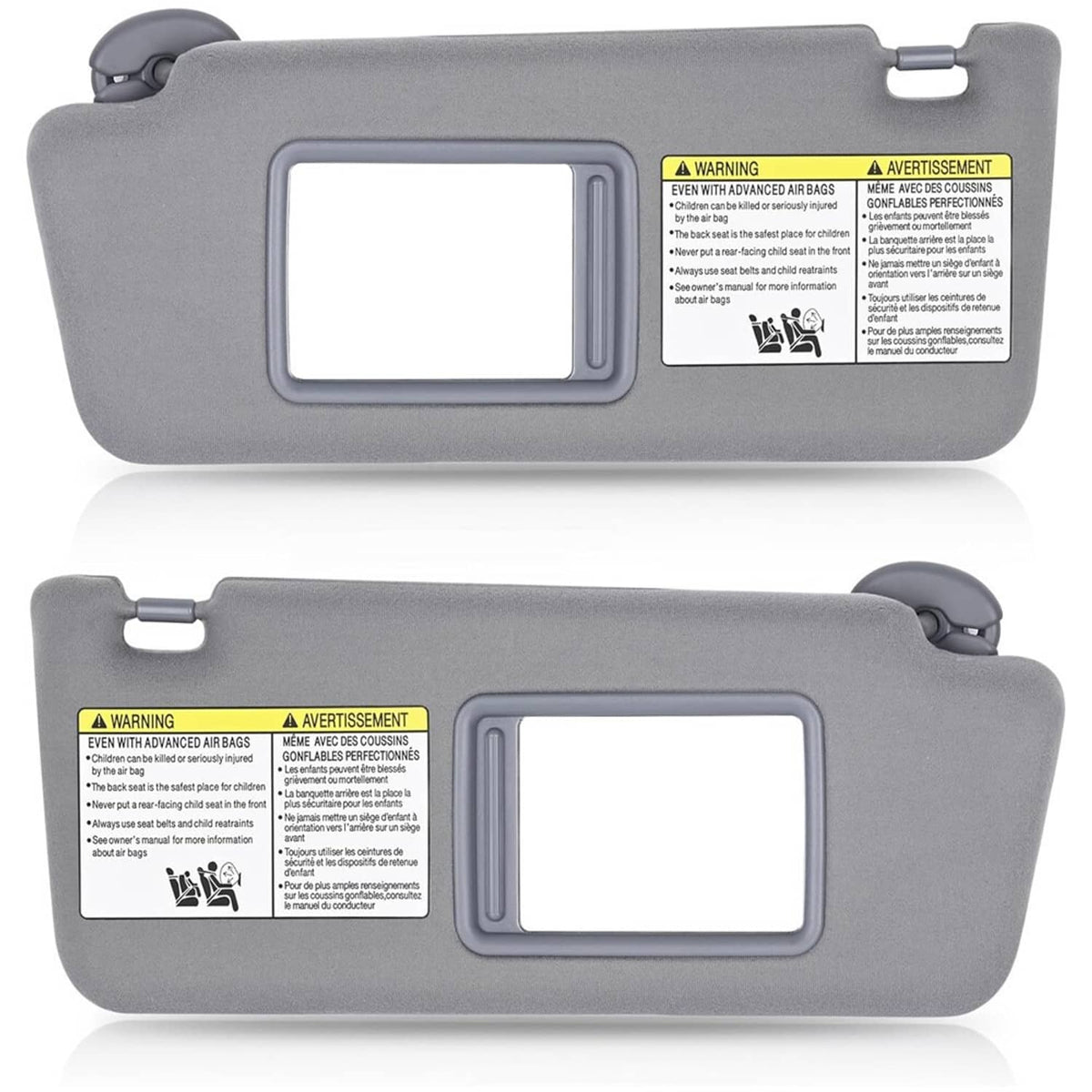 Solidspare Gray Sun Visor Set LH Driver & RH Passenger Side For 2005-2015 Toyota Tacoma